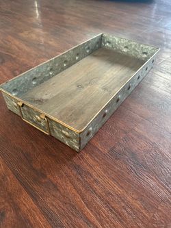 Cooperstown Craftsman Wood Metal Serving Tray Rustic Farmhouse