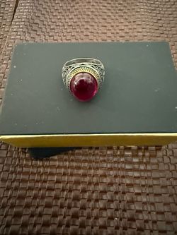 Red S-Ruby Stone Silver Ring for men