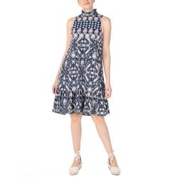 Julia Jordan Navy Paisley Print Midi Dress - Size 12