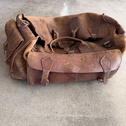 Large Vintage Leather Duffel Bag 