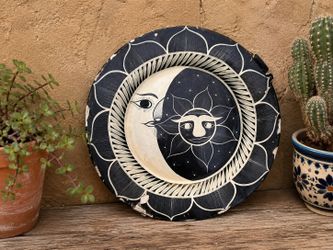 🌙 Vintage Sun & Moon Celestial Wall Plaque | Boho Garden Decor
