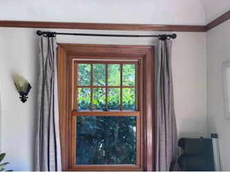 Pottery Barn Emery Blackout Curtains with curtain rod and ball end caps  - Grey/Flagstone color