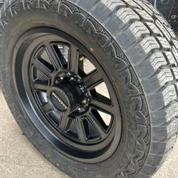 New 20 black rims and Tires 20” Wheels 8 lug Ram 2500 Dodge Chevy Silverado Ford F-250 Super Duty GMC Sierra HD Heavy Duty Rines Negros Con Llantas 22