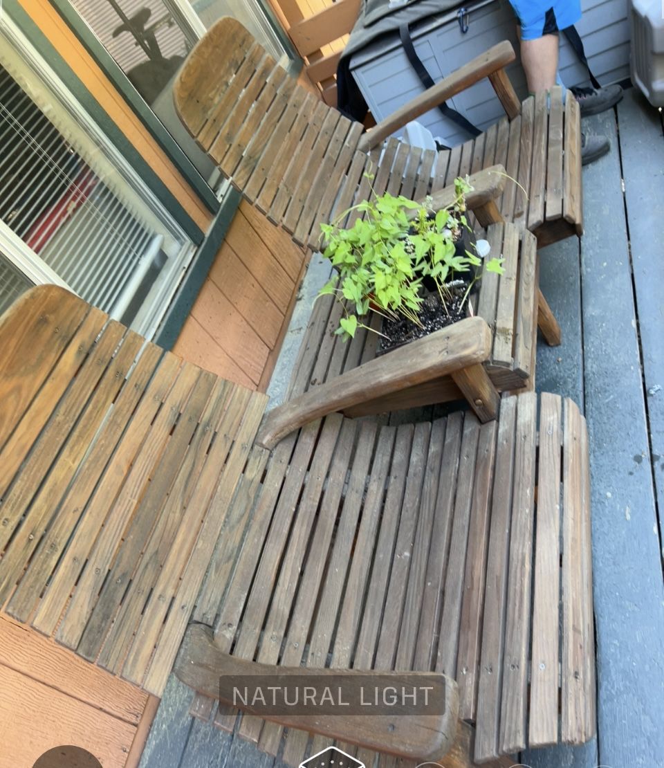 Wood chairs with attached Table