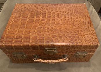 Vintage Brown Alligator Vanity Case