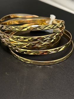 14k gold diamond cut bangle 7 days bracelets