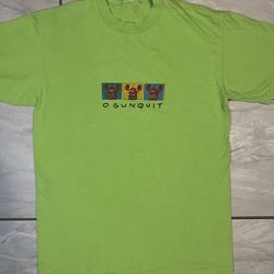 Vintage 90’s Big Head Designs T-shirt Lobster Head OGUNQUIT Maine NE Lime Sz M