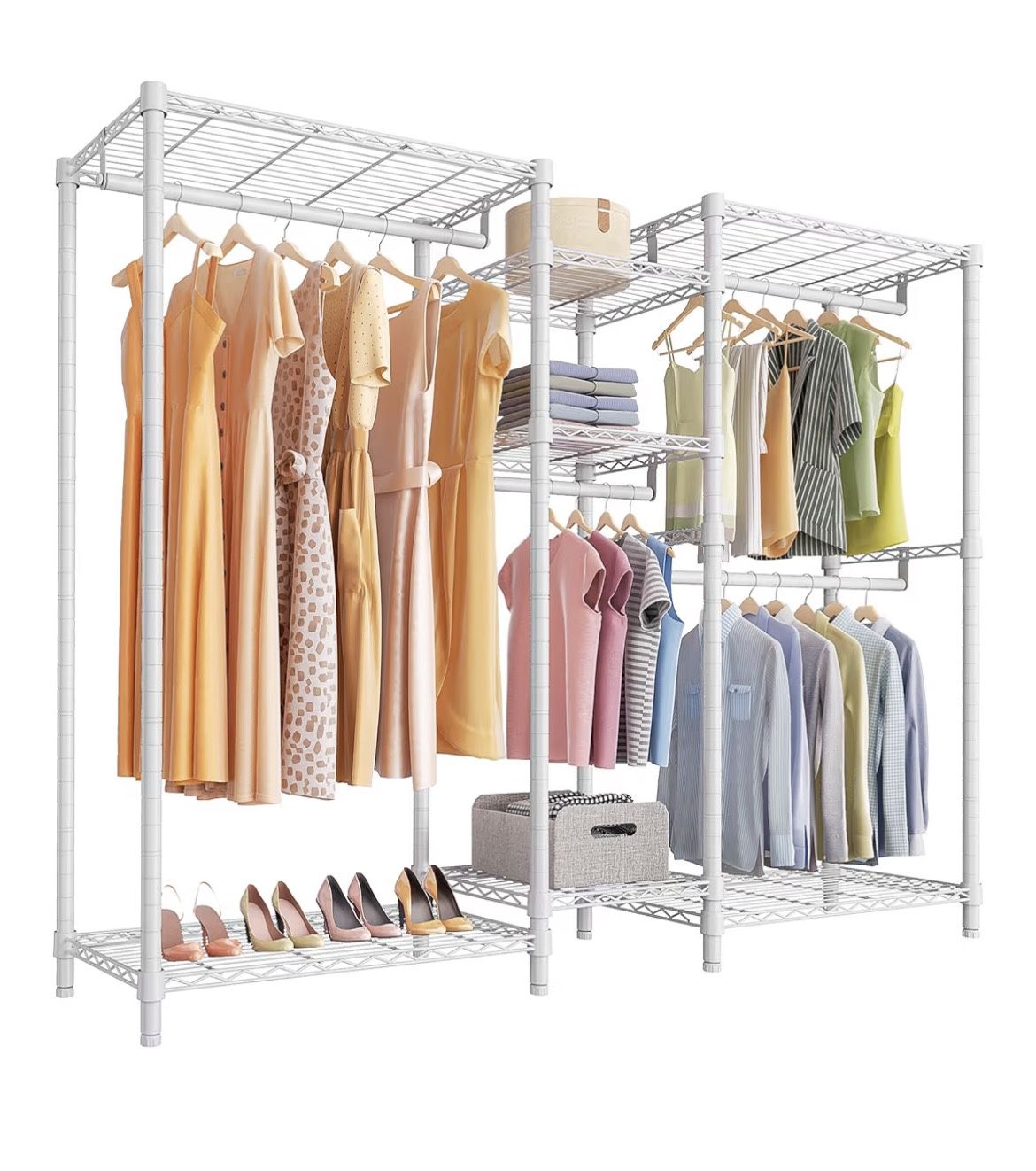 VIPEK Classic V6 Wire Garment Rack 5 Tiers Heavy Duty Clothes Rack for Hanging Clothes, Wardrobe Racks Compact Large Metal Clothing Racks Freestanding