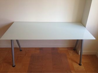 Large white glass table