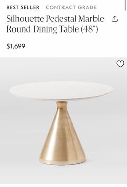 West elm pedestal marble dining table 48” $400 OBO