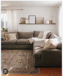Large Gray L-Shaped Sectional Sofa