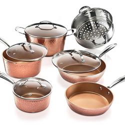 Gotham Steel Hammered Copper 10 Pc Pots and Pans