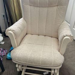 White Fabric Nursery Rocking Chair Glider