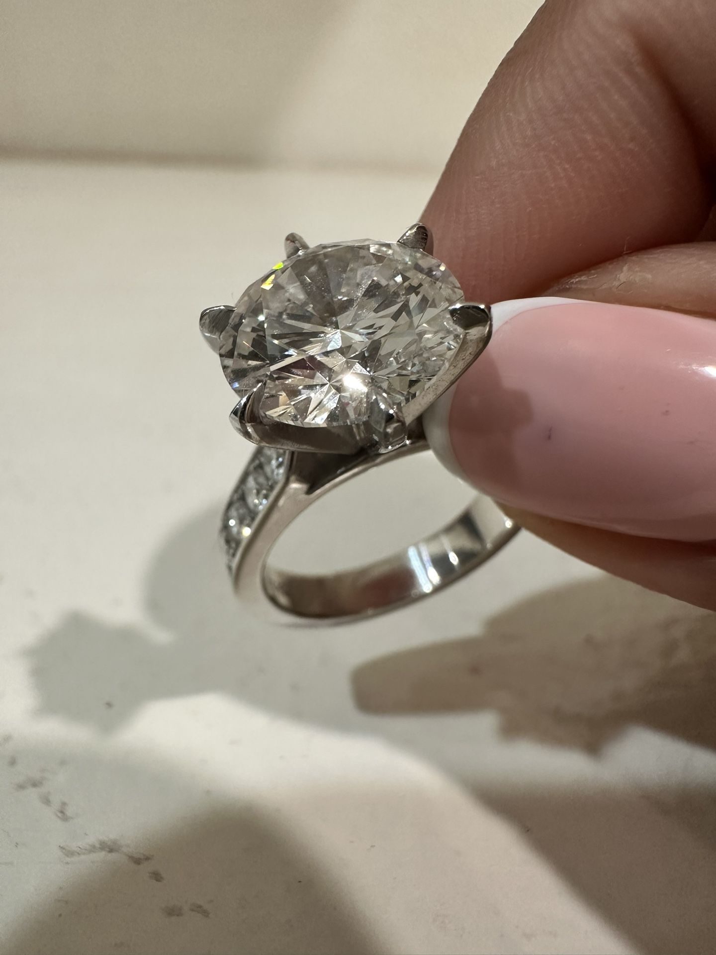 IGI Certified 5ct Lab Grown in Cathedral Setting with 8 Side Natural Diamonds