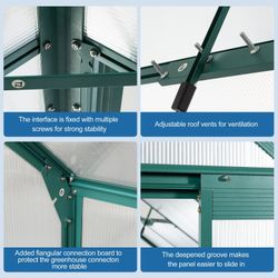 6x12 FT Polycarbonate Greenhouse Raised Base and Anchor Aluminum Heavy Duty Walk-in Greenhouses for Outdoor Backyard in All Season