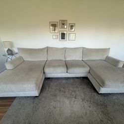 Double Chaise 3 Piece Beige Sectional 