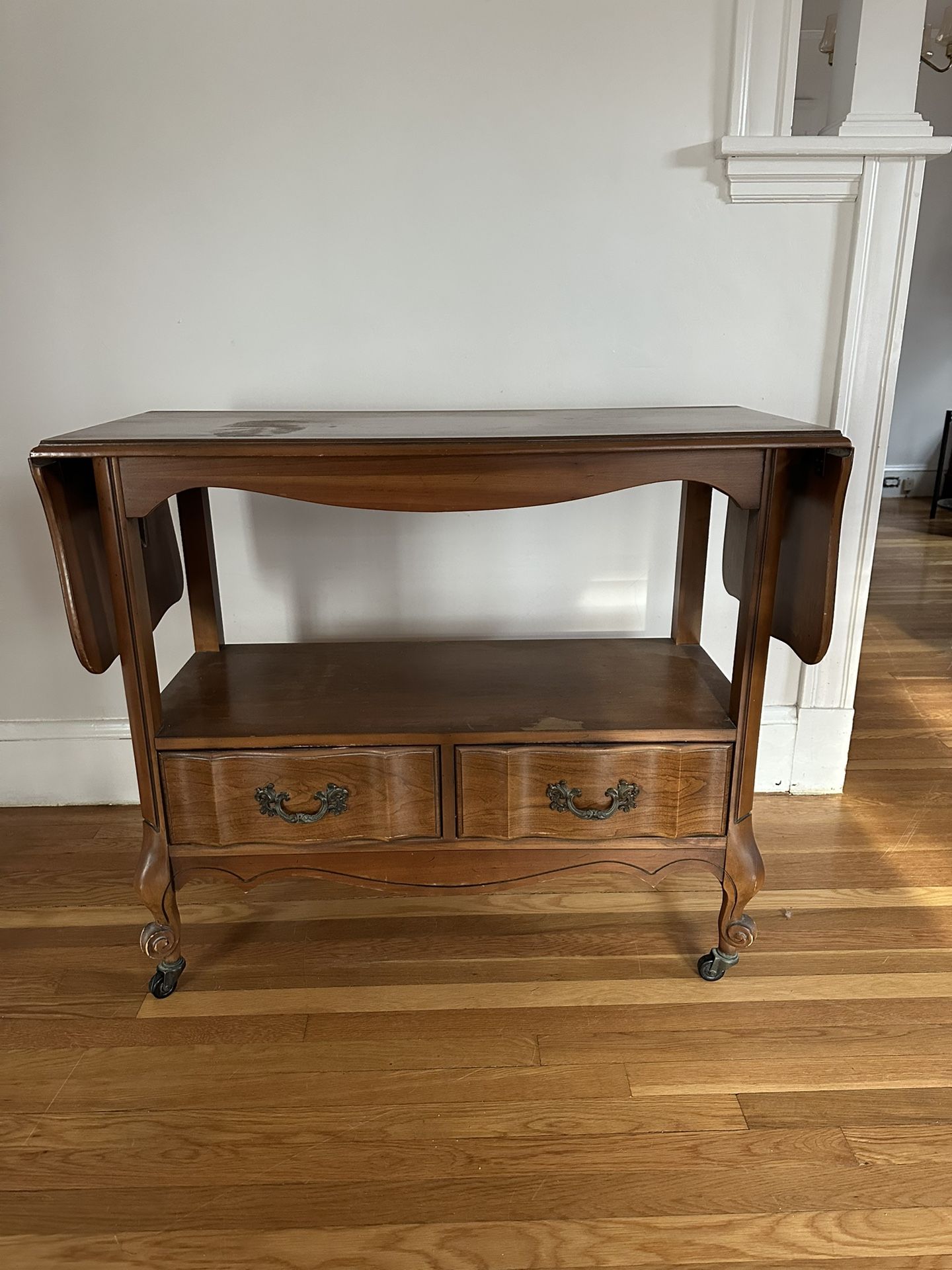 Antique Rolling Buffet Table