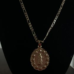Gold Virgin Mary Pendant Necklace 