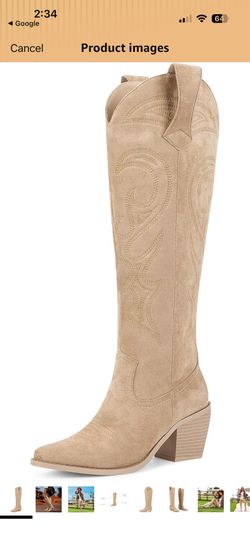 WETKISS knee-high embroidered cowboy boots