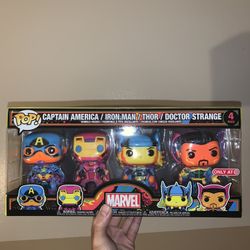 Funko Pop Marvel BlackLight 4 Pack Captain America Iron Man Thor Doctor Strange