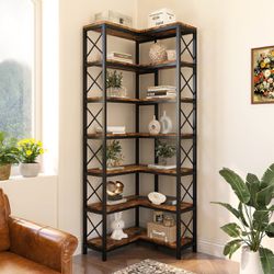 7-Tier Corner Bookshelf Corner Bookcase Storage Display Rack 