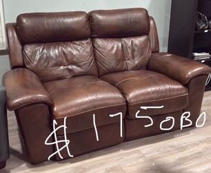 Brown leather recliner loveseat