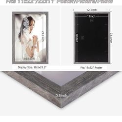 11x22 Frame Distressed Gray, Rustic 22x11 Picture Frame Grey