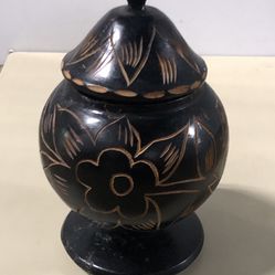 JAPANESE CARVED WOOD COMPOT