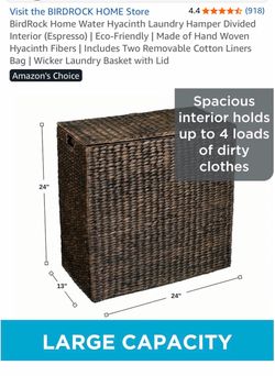 BirdRock Home Water Hyacinth Laundry Hamper