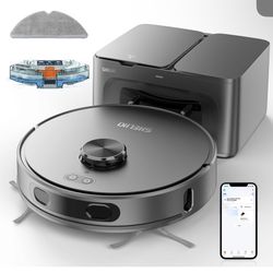 Robot Vacuum and Mop Combo, 3-in-1 Robotic Vacuum Cleaner with 70-Day Self-Emptying Base, 360° LiDAR Navigation, Auto-Return & Smart Mapping, 6000Pa S