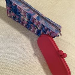 Pink and Multicolor Pop Bubble Pencil Cases and Pink Silicone eyeglass holder