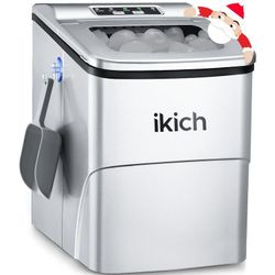 IKICH Portable Ice Maker, 26lb/Day, Self-Cleaning, Stainless Steel (Compared $200)
