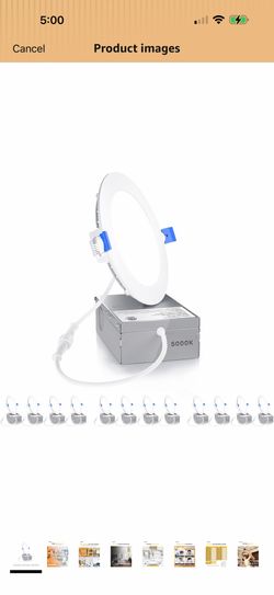 Ensenior 12 Pack 4 Inch LED Recessed Ceiling Light, Dimmable, 5000K Daylight, 750LM 9W 120V, High Brightness Canless Wafer Downlight - ETL&FCC&IC