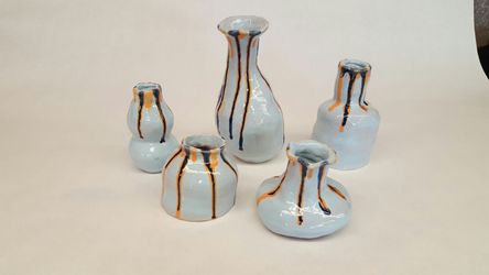 Clay handmade flower vase ceramic 5 pc