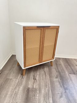Boho Rattan Storage Cabinet Brand New in Box (Natural Bamboo Doors)