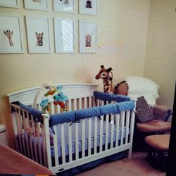 Custom Made Blue Crib Skirt, Sheet, Boppy Cover, Diaper Changing Cover, Rail Covers