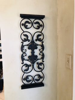 Set of two metal and wooden iron wall decor 31 x 10”