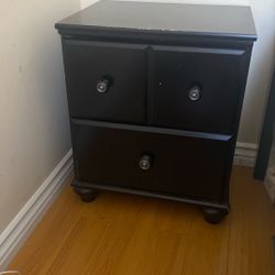 Black 2 Drawer Bedside Dresser 
