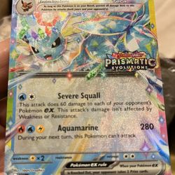 Vaporeon Ex Stamped #23 Pokemon Prismatic Evolutions in Near Mint Condition