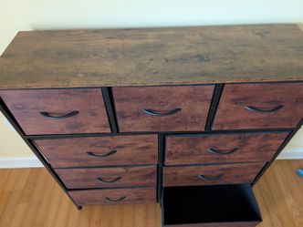 MOVING SALE: 9-Drawer Fabric Dresser - Rustic Brown - MUST GO!
