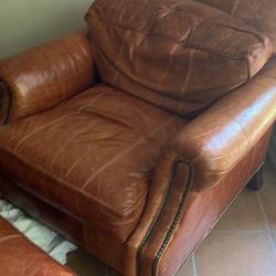Leather chair and ottoman 