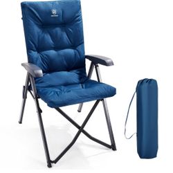 EVER ADVANCED Folding Padded Camping Chair 4 Positon Adjustable Recliner with High Back Support Portable for Adults, 300lbs Weight Capacity, Blue