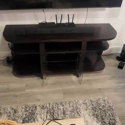 Media Console TV Stand Walnut Wood