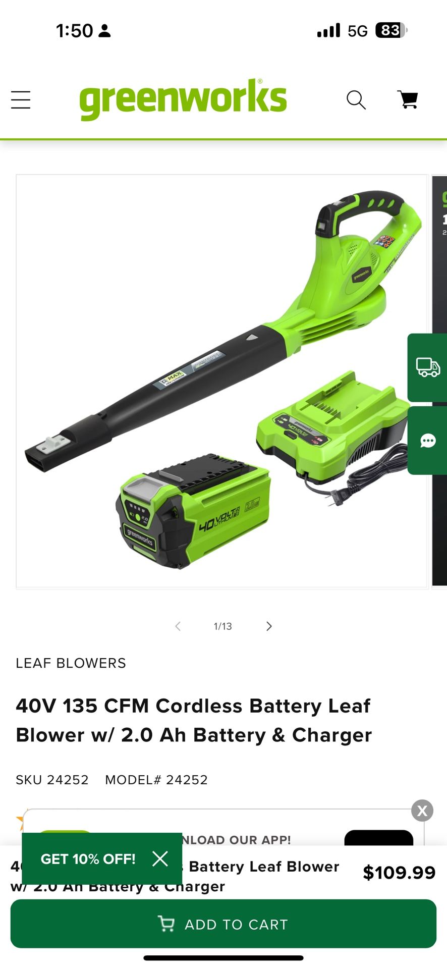 Green works Leaf Blower 