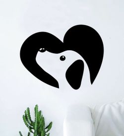 PRE MADE Wall Decal Home Decor Dog Heart Animals