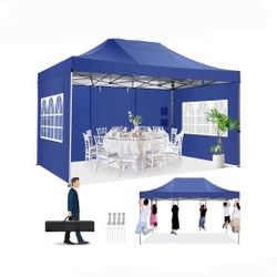 10x15 Pop Up Canopy with 4 Sidewall,Heavy Duty Canopy UPF 50+ All Season Wind Waterproof Commercial Outdoor Wedding Party Tents for Parties Gazebo wit