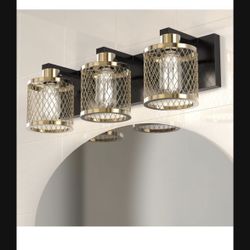 Bathroom Lighting Fixtures Over Mirror 20 inch Vanity Light Fixtures Bronze Vintage Meshy Lantern Design E26 Base Socket Wall Lamp (3 Lights)