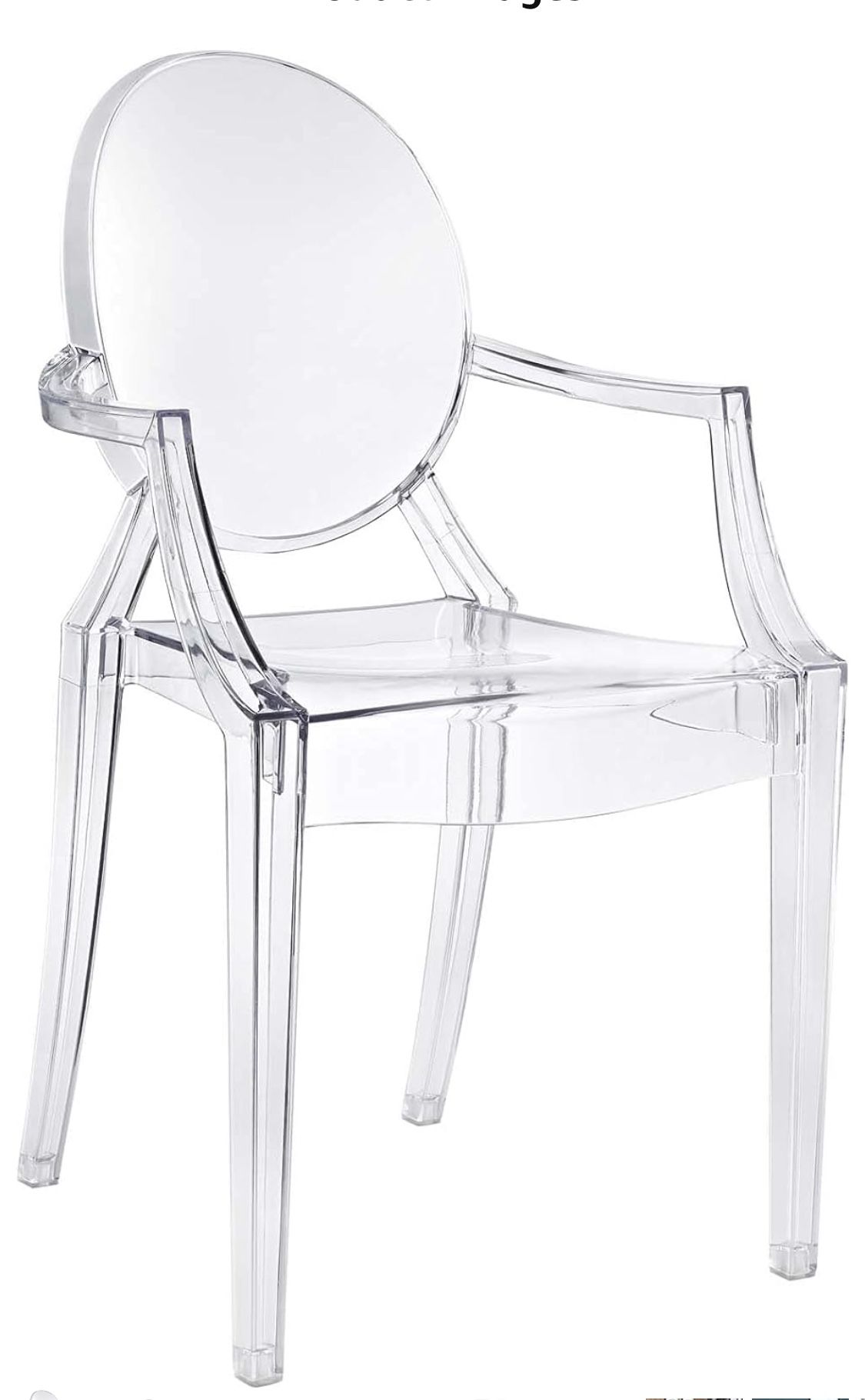 Modway Casper Modern Acrylic Stacking Kitchen and Dining Room Arm Chair in Clear - Fully Assembled