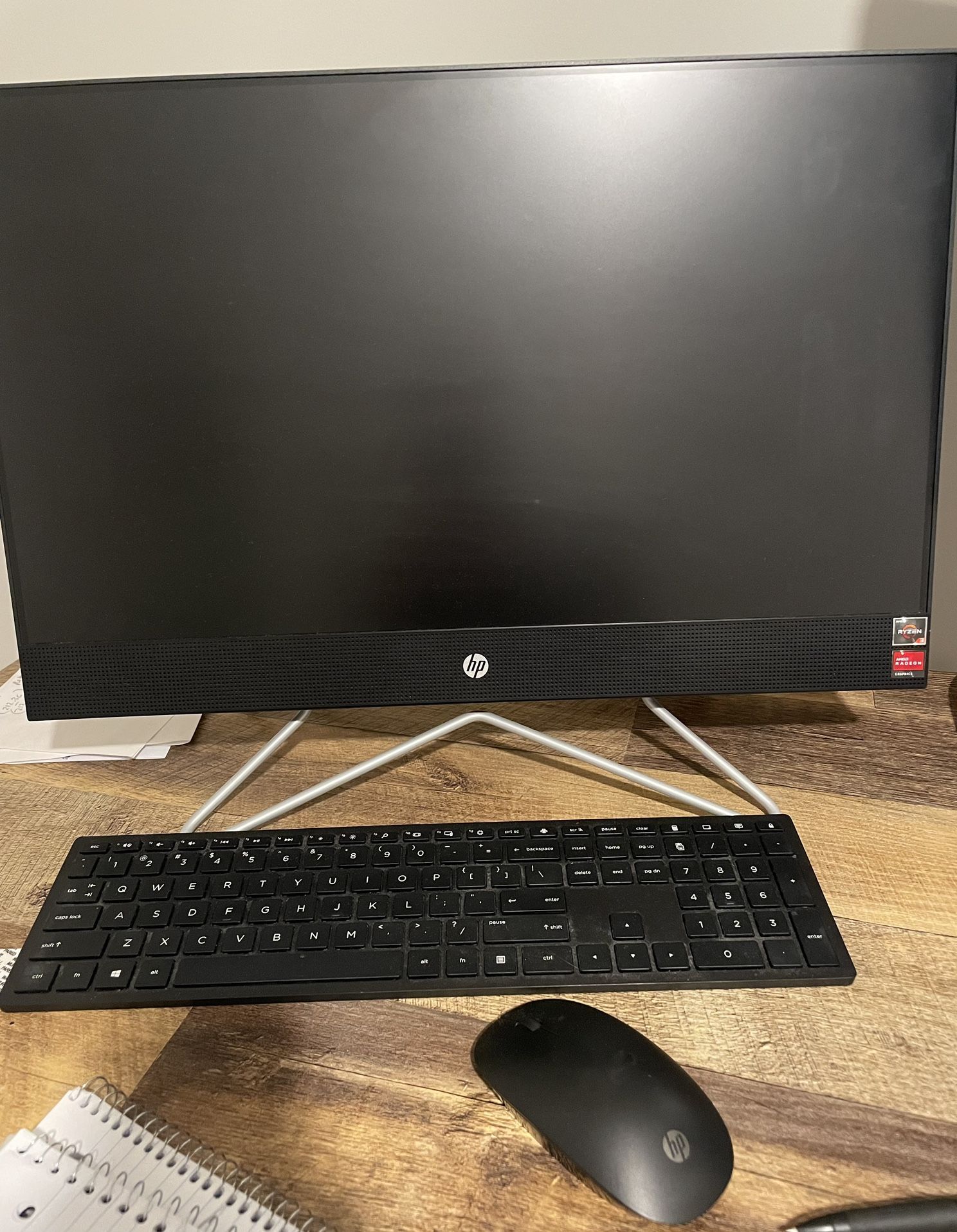 Hp All In One Computer Monitor Ryzen 3 With Wirelsss Keyboard And Mouse 