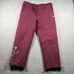 Disney Mickey Mouse Women’s M Red Genuine Mousewear Sweatpants Raw Hem #1572
